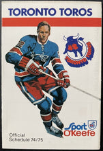 Load image into Gallery viewer, 1974-75 Toronto Toros Hockey Season Pocket Schedule Vintage Sked
