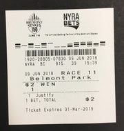 2018 150th Belmont Stakes Justify Triple Crown Winning Ticket Horse Racing