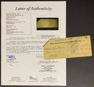 Zane Grey Writer Signed Bank Check Union Litho Co. Dated Sept 1 1933 JSA LOA