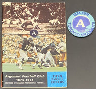 1974 CFL Toronto Argonuats Media Guide + Pinback 1874-1974 Vintage Football