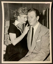 Load image into Gallery viewer, 1955 John Wayne + Lucille Ball Behind The Scenes Vintage Press Movie Photo

