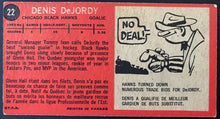 Load image into Gallery viewer, 1964-65 Vintage Chicago Blackhawks Denis DeJordy Topps Tallboy NHL Hockey Card
