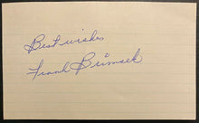 Load image into Gallery viewer, Frank Brimsek Signed Index Card Autographed Boston Bruins Hall of Famer Vintage
