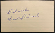 Frank Brimsek Signed Index Card Autographed Boston Bruins Hall of Famer Vintage