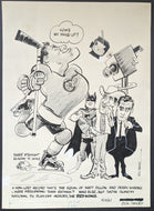 1967 Original Detroit Red Wings + Batman + Perry Mason Newspaper NHL Cartoon Art