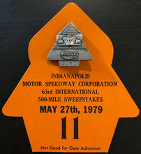 Load image into Gallery viewer, 1979 Vintage Indy 500 Credential Pin And Card Indianapolis Indiana Retro Rare
