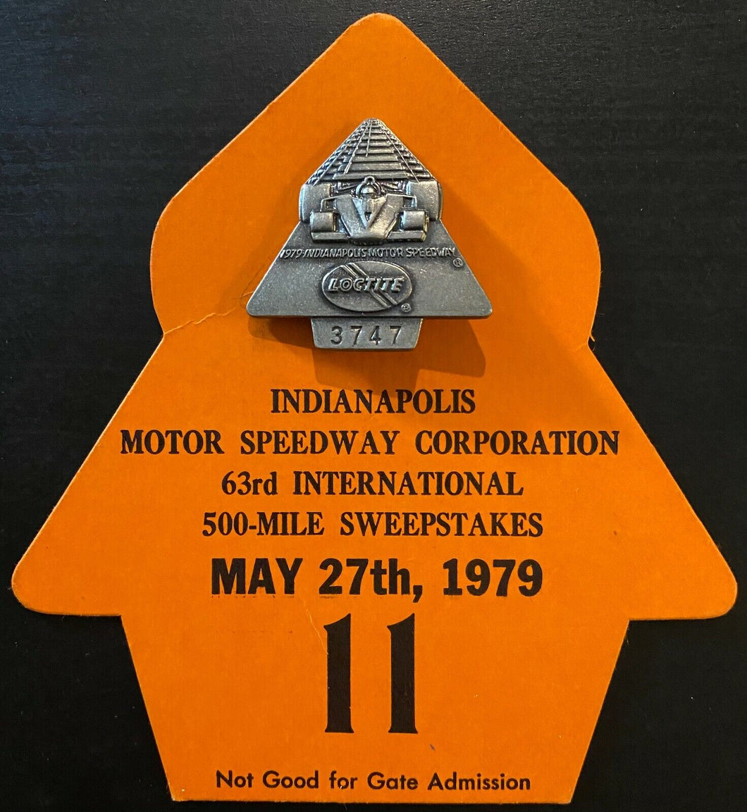 1979 Vintage Indy 500 Credential Pin And Card Indianapolis Indiana Retro Rare