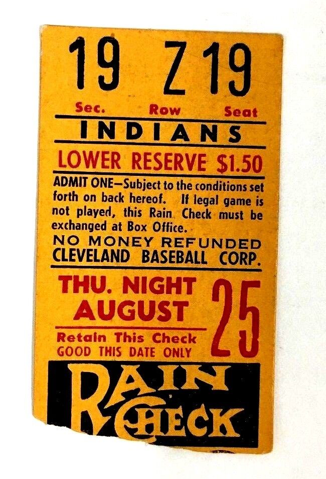 1940 Cleveland Indians Ticket Stub Cleveland Stadium MLB Baseball Vintage Rare