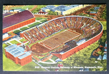 Load image into Gallery viewer, 1951 Memorial Stadium University of  Minnesota Football Vintage Postcard
