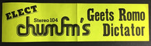 Load image into Gallery viewer, Chum FM Radio Station Car Bumper Sticker Advertising Geets Romo Dictator Vintage
