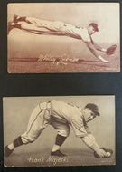 Set of 7 Circa 1940's Vintage Baseball Exhibit Cards Cleveland Oakland MLB