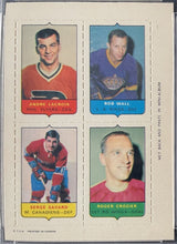 Load image into Gallery viewer, 1969 OPC Four In One Mini Hockey Stamps Card Lacroix/Wall/Savard/Crozier PSA 6
