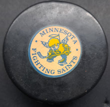 Load image into Gallery viewer, 1970s Minnesota Fighting Saints WHA Converse Hockey Game Puck Vintage
