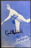 1980 Carl Hubbell Autographed Vintage Exhibit Card Signed MLB Baseball HOFer JSA