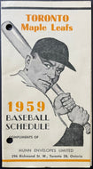 1959 Toronto Maple Leafs Munn CO. International League Baseball Pocket Schedule