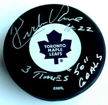 Load image into Gallery viewer, Rick Vaive Signed Toronto Maple Leafs NHL Hockey Puck Autographed Inscribed
