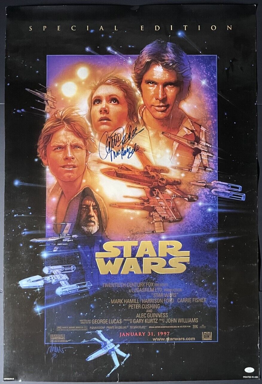 1997 Star Wars Carrie Fisher Autographed Signed Movie Poster + Inscribed JSA LOA
