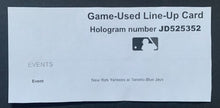 Load image into Gallery viewer, Sept 22 2020 Toronto Blue Jays New York Yankees Line-Up Card MLB Baseball Holo

