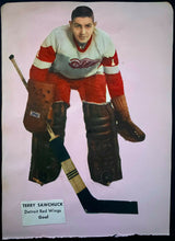 Load image into Gallery viewer, Terry Sawchuk Vintage NHL Hockey HOFer Autographed Signed Cut Red Wings JSA LOA
