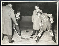 1960's Type 1 Photo HOFer Red Kelly Dropping Puck Junior Hockey Game Vintage