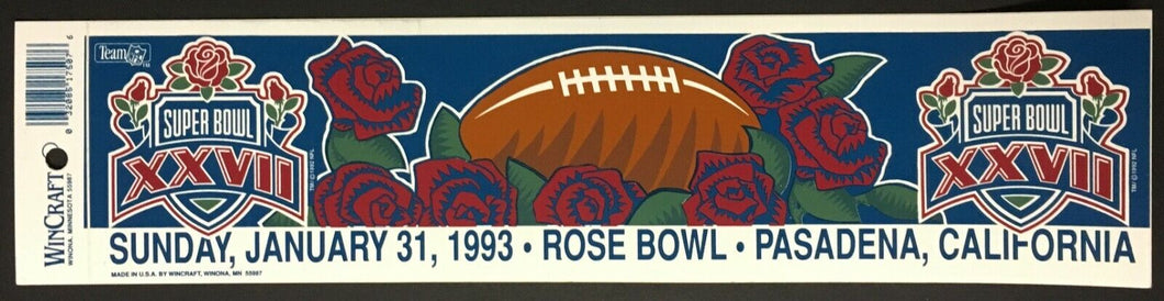 1993 Super Bowl XXVII NFL Football Bumper Sticker Car Decal Rose Bowl California