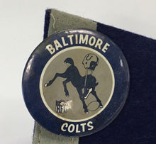 Load image into Gallery viewer, 1960&#39;s NFL Football Pennant + Pinback Baltimore Colts Vintage Full Size
