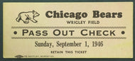1946 Wrigley Field Chicago Bears Pass Out Check Ticket Vintage NFL Football