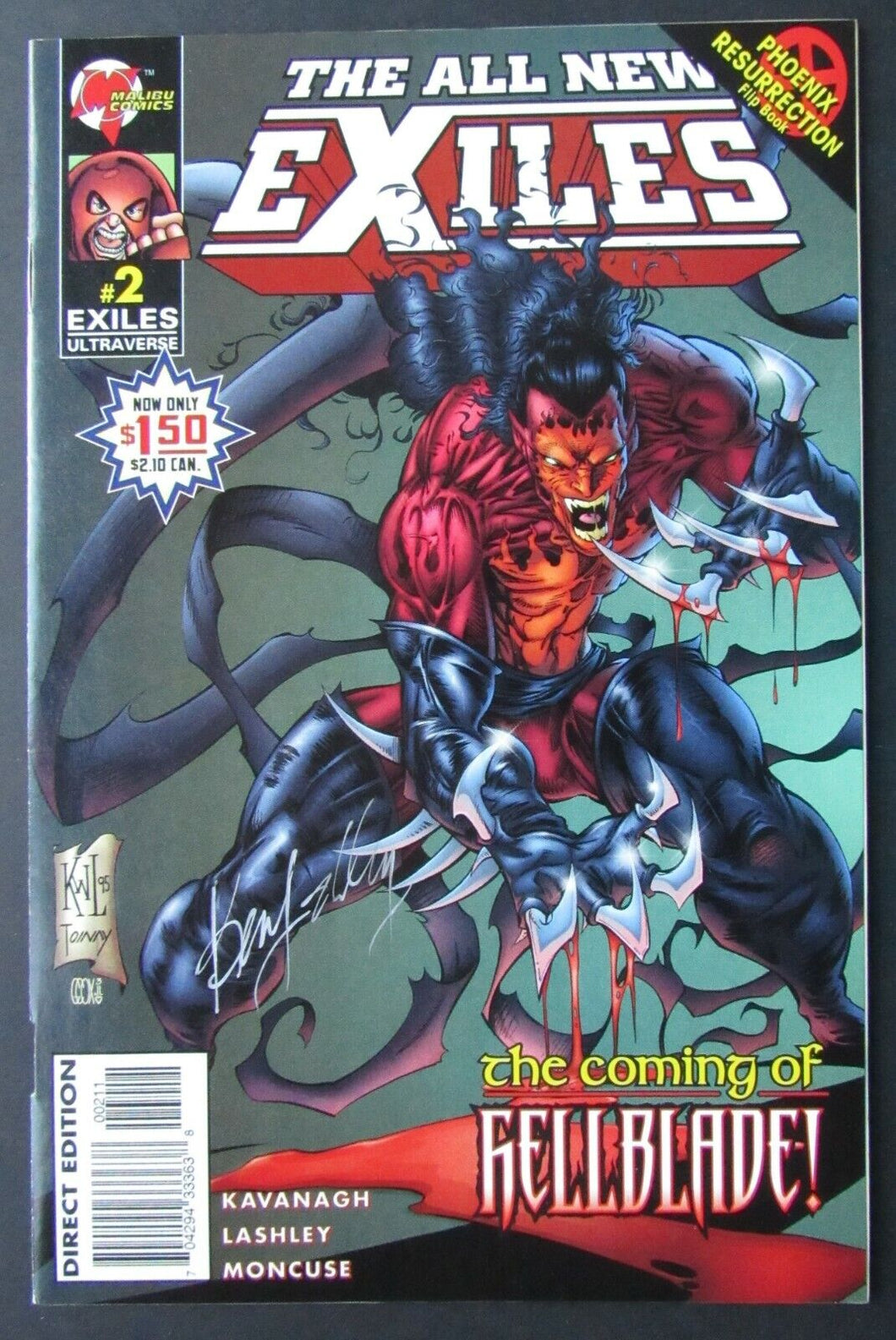 1995 Exiles #2 The All New Exiles - The Coming Of Hellblade! Signed ken Lashley