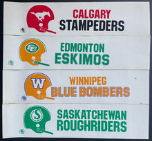 Load image into Gallery viewer, Set of 4 CFL Bumper Stickers Stampeders Blue Bombers Roughriders VTG Football
