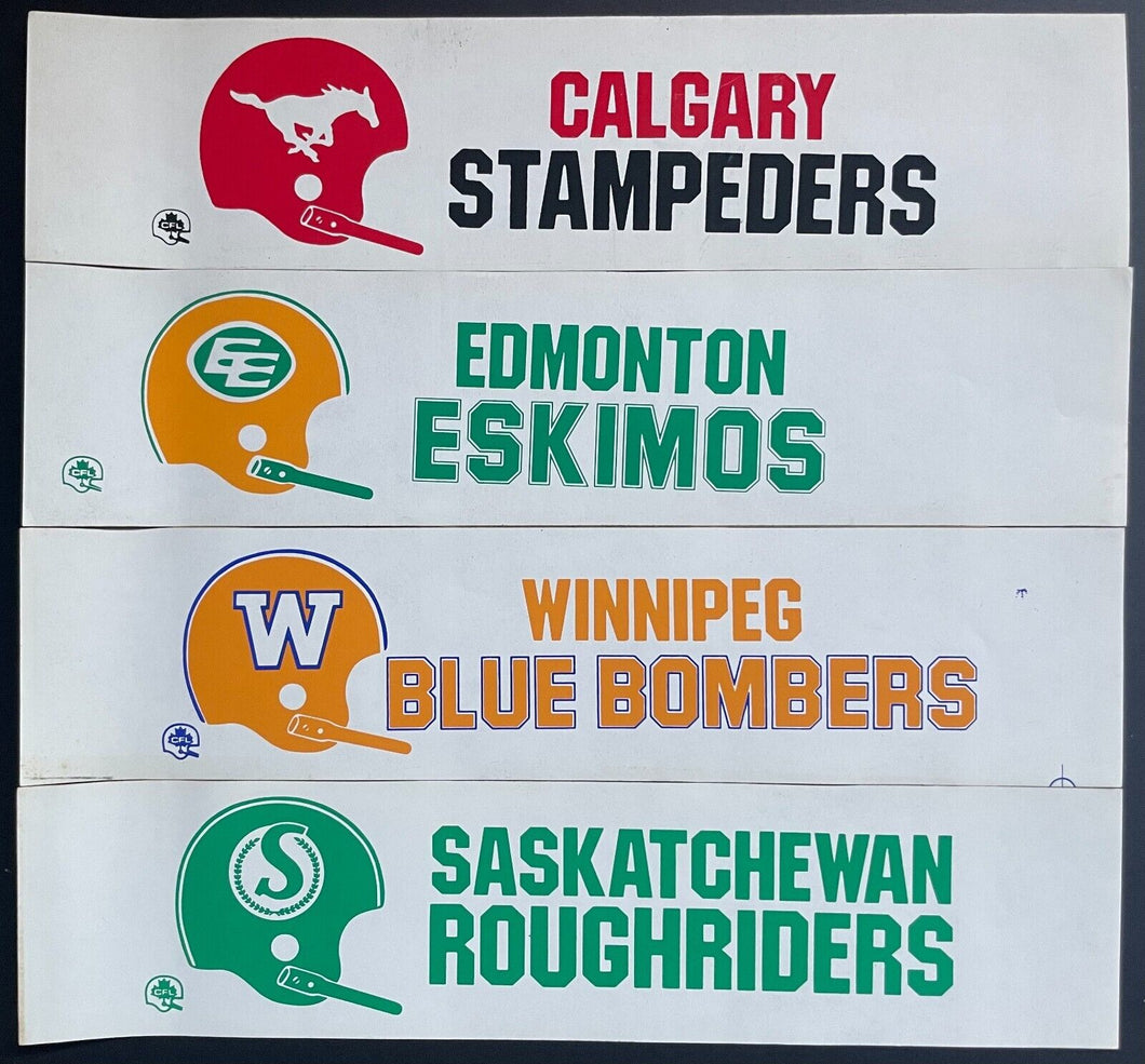 Set of 4 CFL Bumper Stickers Stampeders Blue Bombers Roughriders VTG Football