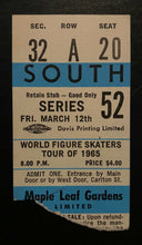 Load image into Gallery viewer, 1965 World Figure Skating Tour Maple Leaf Gardens Ticket Stub Lineup Card
