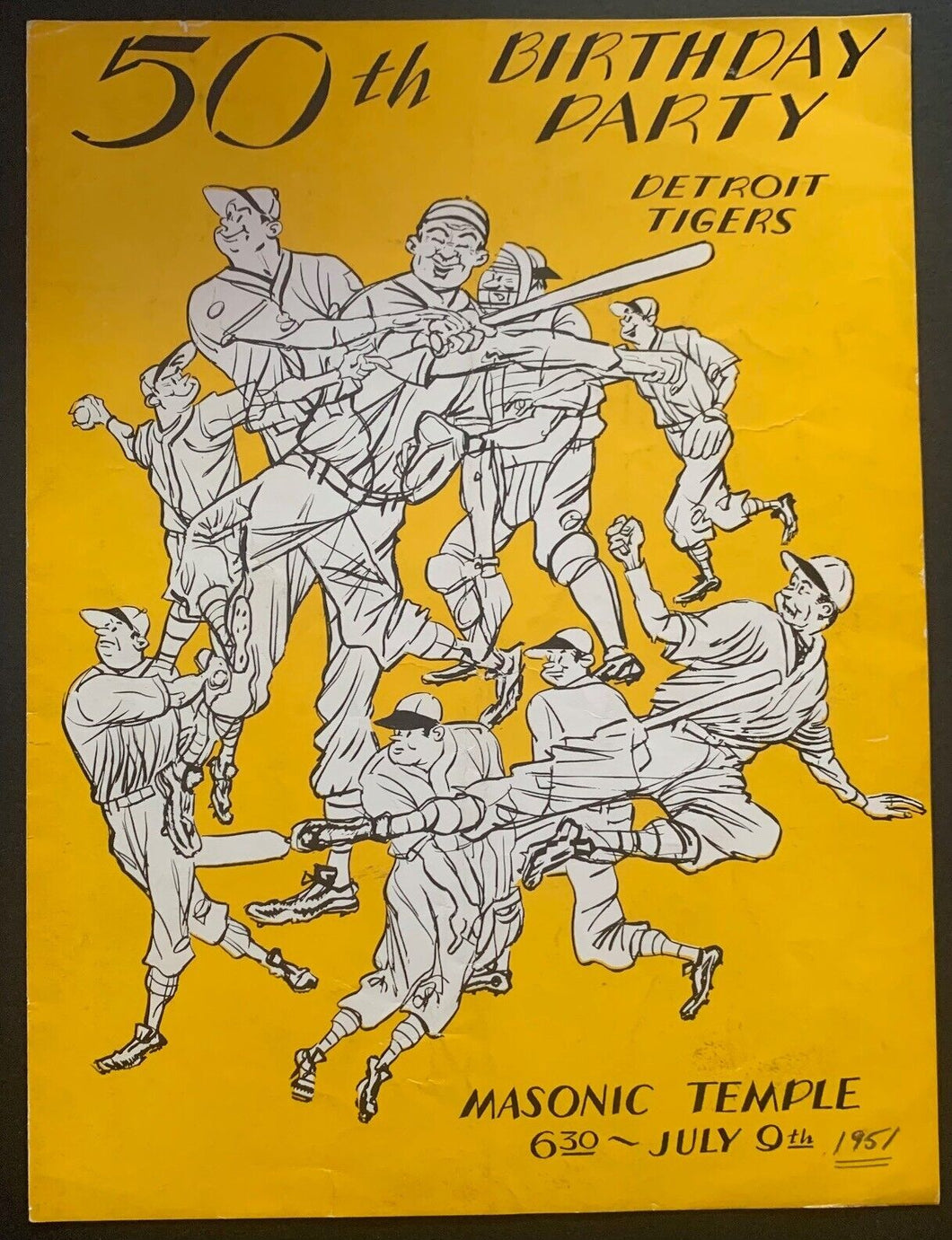 1951 50th Anniversary Detroit Tigers Program MLB Baseball Vintage Ty Cobb