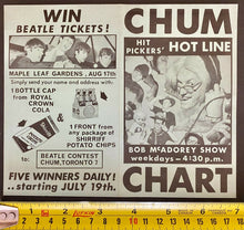 Load image into Gallery viewer, Aug 17 1965 Beatles Concert Ticket Stub Maple Leaf Gardens CHUM Chart Contest
