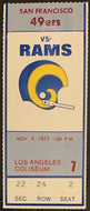 1975 LA Coliseum NFL Football Ticket Rams vs San Francisco 49hers Vintage