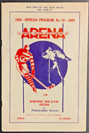 1929 Rhode Island Reds Can-Am Hockey Program vs Philadelphia Arrows Unscored