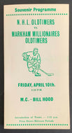 1964 NHL Oldtimers Hockey Program vs Markham Millionaires Referee HOFer Broda