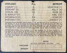 Load image into Gallery viewer, 1950-51 NHL Hockey Chicago Blackhawks Detroit Red Wings Scorecard Sawchuk Rookie
