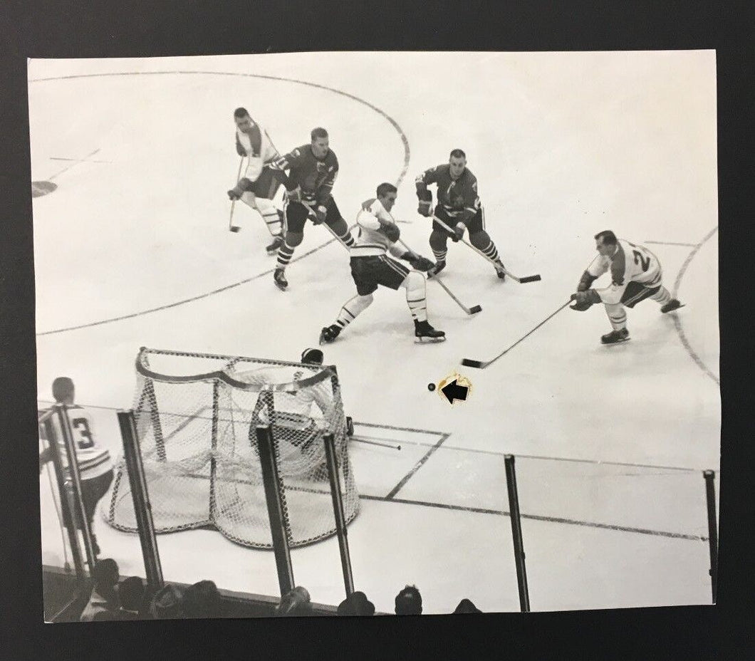 1962 NHL Stanley Cup Press Photo Game 3 Montreal Vs Chicago Blackhawks Plante