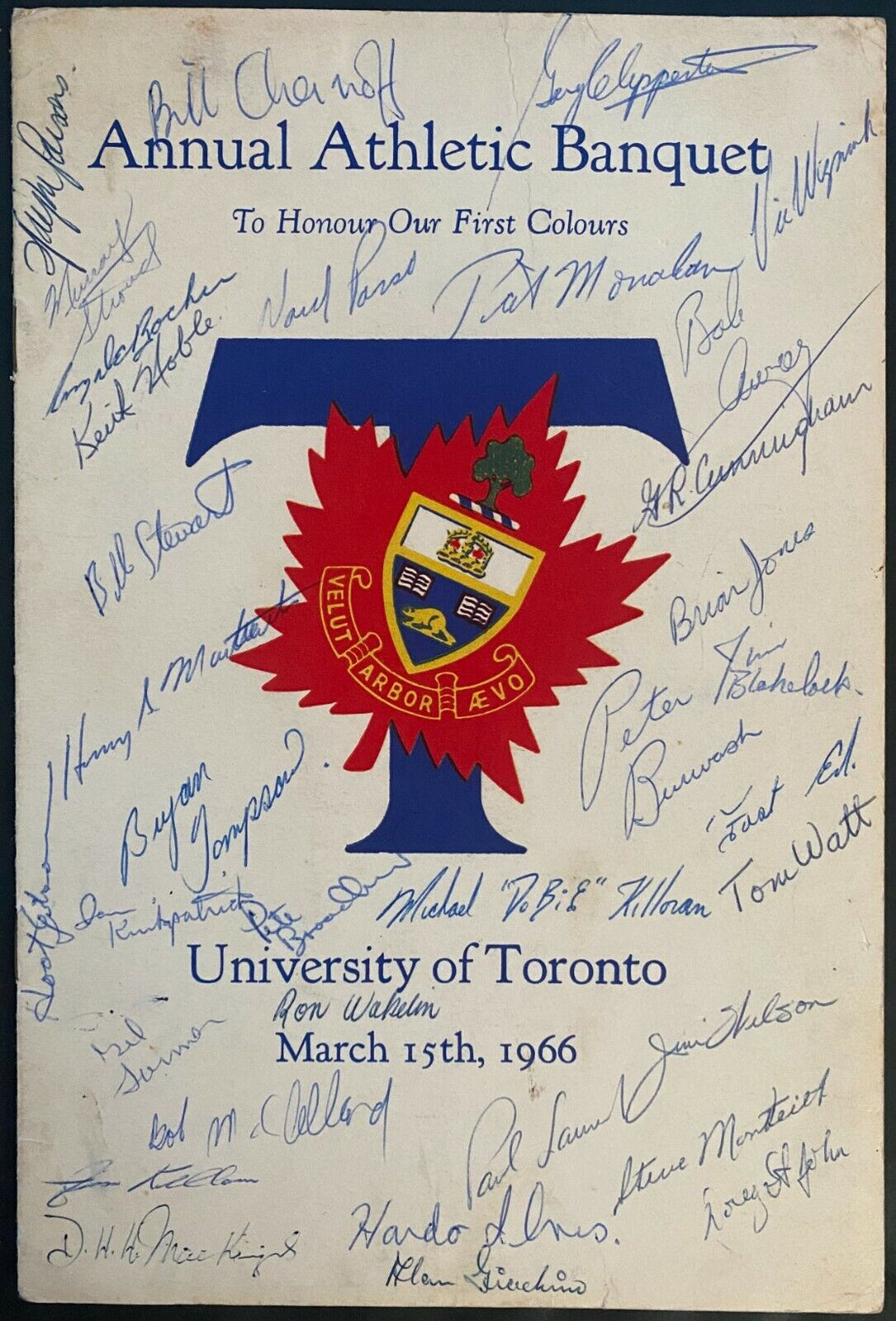 1966 University Of Toronto Canada Hockey Banquet Program Varsity Blues