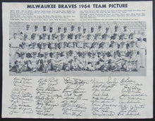 Load image into Gallery viewer, 1964 Vintage MLB Milwaukee Braves Team Issued Photo - Facsimile Autographs
