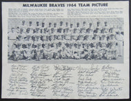 1964 Vintage MLB Milwaukee Braves Team Issued Photo - Facsimile Autographs