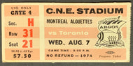 1974 C.N.E. Stadium CFL Football Ticket Toronto Argonauts v Montreal Alouettes