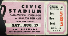 Load image into Gallery viewer, 1968 Civic Stadium Saskatchewan Roughriders vs Hamilton Tiger Cats CFL Football
