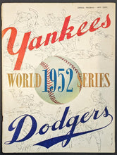 Load image into Gallery viewer, 1952 World Series Baseball Program New York Yankees Stadium LA Dodgers Game 4
