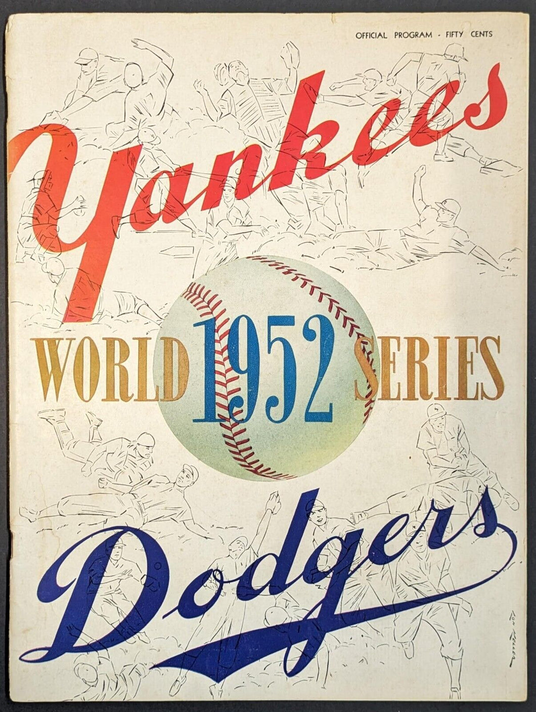 1952 World Series Baseball Program New York Yankees Stadium LA Dodgers Game 4