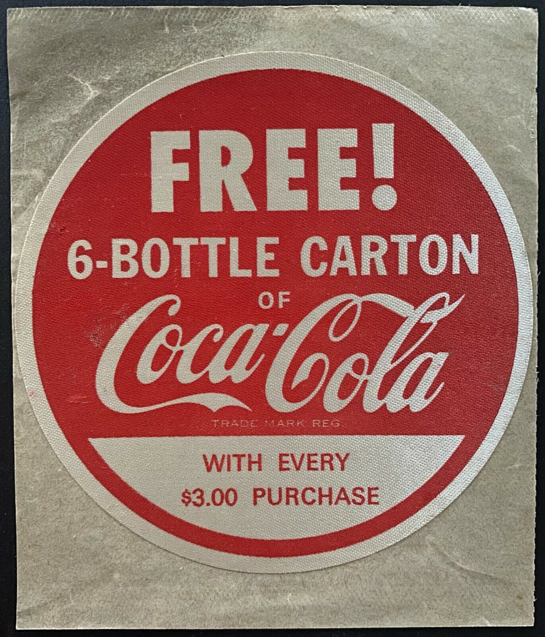 Late 1960s Coca Cola Promotional Decal Free 6 Pack Advertising Vintage