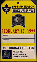 Load image into Gallery viewer, 1999 NHL Hockey Leafs Photographer Pass Maple Leaf Gardens Last Game Toronto
