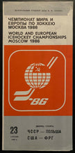 Load image into Gallery viewer, 1986 World Hockey Championships Soviet Union Czechoslovakia Program And Ticket
