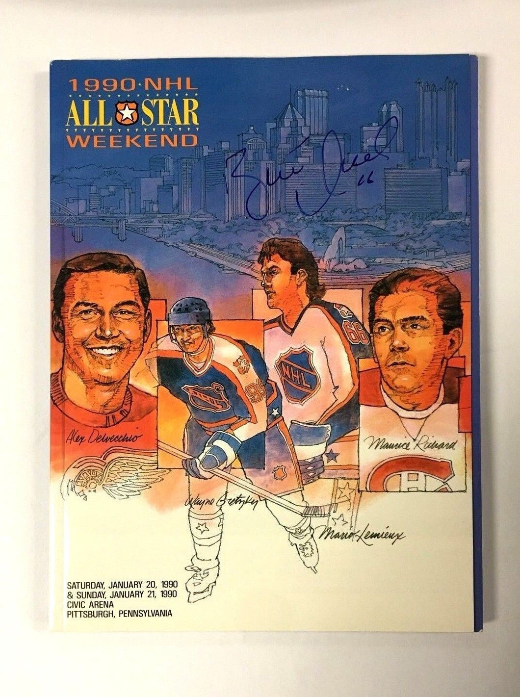 1990 NHL All Star Hockey Program Autographed Cover Brett Hull St Louis Blues