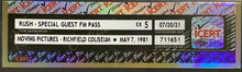 Load image into Gallery viewer, 1981 Rush Special Guest FM Pass Moving Pictures Richfield Coliseum icert EX 5
